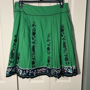 Anthropologie Lithe Embroidered Rustling Wind Pleated Skirt Sz 12